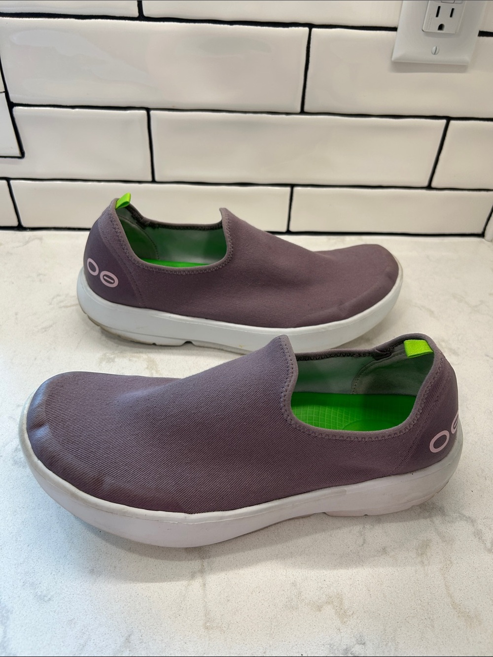 Oofos Womens OOmg Eezee Slip On Shoe Size11 Mauve Purple Recovery Comfort Sporty - Picture 6 of 15